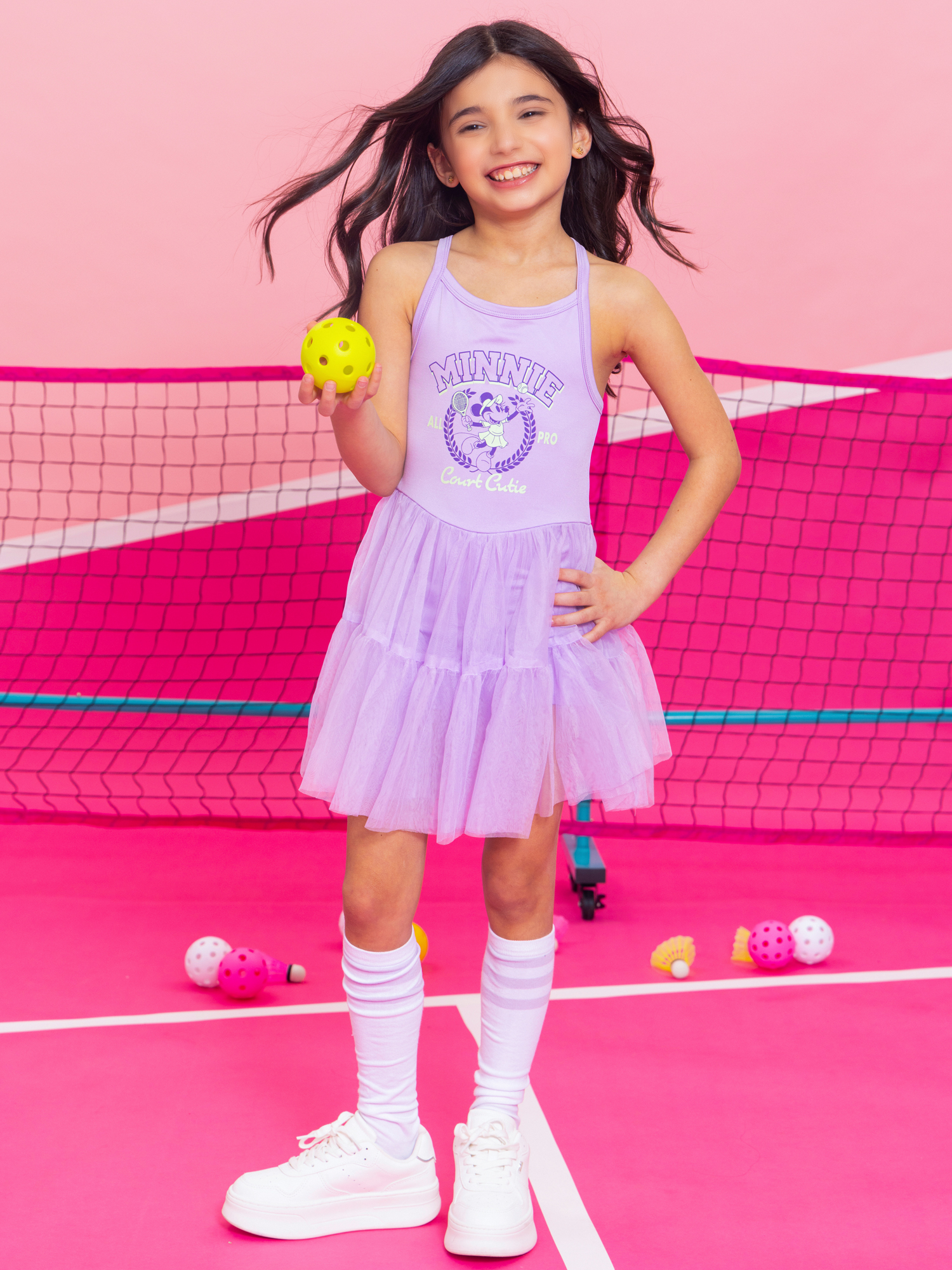 Girl's Sleeveless Graphic Tulle Skirt Romper, Sizes 4-12